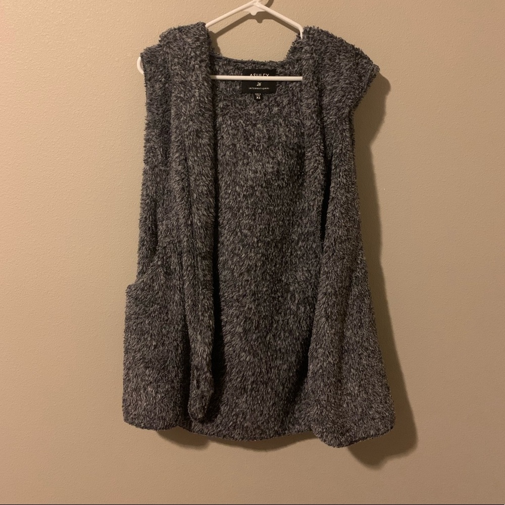 Fuzzy hooded vest
